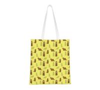 CyanLit Happy Groundhog Day Canvas Tote Bag Reusable Shoulder Totes For Shopping, Gym,Travel, Work
