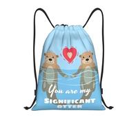 CyanLit Happy Valentine'S Day Of Otter Animal Pattern Drawstring Backpack Gym Sackpack Sports Bag