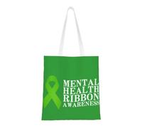 CyanLit In May We Wear Green Mental Health Awareness Month Canvas Tote Bag Reusable Shoulder Totes For Shopping, Gym,Travel, Work