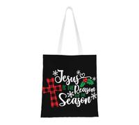 CyanLit Jesus Is The Reason For The Christmas Season Canvas Tote Bag Reusable Shoulder Totes For Shopping, Gym,Travel, Work