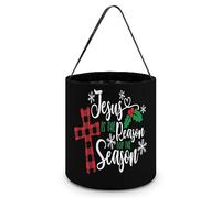 CyanLit Jesus Is The Reason for The Christmas Season Halloween Bucket Trick Or Treat Bags Candy Bucket Tote Bag for Festive Party Decoration