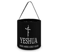 CyanLit Jesus Make America Godly Again Halloween Bucket Trick Or Treat Bags Candy Bucket Tote Bag for Festive Party Decoration