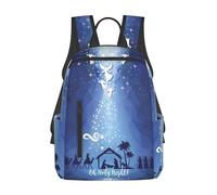 CyanLit Jesus Nativity Oh Holy Christian Christmas Nativity Scene O Holy Night Lightweight Backpack for Work Hiking Travel