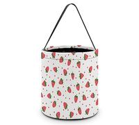 CyanLit Kawaii Strawberry Print Halloween Bucket Trick Or Treat Bags Candy Bucket Tote Bag for Festive Party Decoration