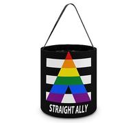 CyanLit LGBT Gay Straight Ally Pride Flag Halloween Bucket Trick Or Treat Bags Candy Bucket Tote Bag for Festive Party Decoration