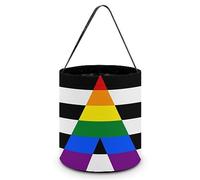 CyanLit LGBT Gay Straight Ally Pride Flag Halloween Bucket Trick Or Treat Bags Candy Bucket Tote Bag for Festive Party Decoration