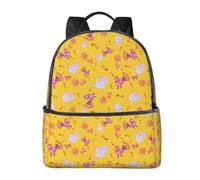 CyanLit Little Yellow Chicken With Floral Pattern Lightweight Backpack Sports School Back Pack For Work Hiking Gym Travel