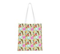 CyanLit Makeup Print Mascara Lipstick Eyelashes Pattern Canvas Tote Bag Reusable Shoulder Totes For Shopping, Gym,Travel, Work