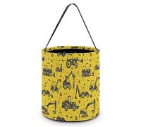 CyanLit Multicolor Construction Trucks Tractors (3) Halloween Bucket Trick Or Treat Bags Candy Bucket Tote Bag for Festive Party Decoration