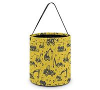 CyanLit Multicolor Construction Trucks Tractors Halloween Bucket Trick Or Treat Bags Candy Bucket Tote Bag for Festive Party Decoration