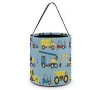 CyanLit Multicolor Construction Trucks Tractors Halloween Bucket Trick Or Treat Bags Candy Bucket Tote Bag for Festive Party Decoration