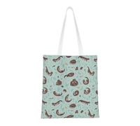 CyanLit Otters Pattern Canvas Tote Bag Reusable Shoulder Totes For Shopping, Gym,Travel, Work