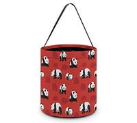 CyanLit Panda Halloween Bucket Trick Or Treat Bags Candy Bucket Tote Bag for Festive Party Decoration