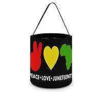 CyanLit Peace Love Juneteenth Freedom 1865 Halloween Bucket Trick Or Treat Bags Candy Bucket Tote Bag for Festive Party Decoration