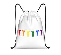 CyanLit Pride Flag Colorful Characters From Diverse Cultures Drawstring Backpack Gym Sackpack Sports Bag