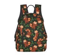 CyanLit Red Panda and Bamboo Leaves Pattern Lightweight Backpack for Women Men for Work Hiking Gym Picnic Travel