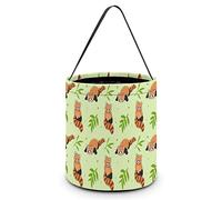 CyanLit Red Panda Leave Tree Halloween Bucket Trick Or Treat Bags Candy Bucket Tote Bag for Festive Party Decoration
