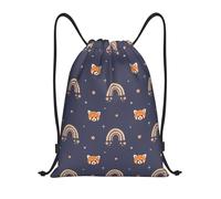 CyanLit Red Panda Raonbow Pattern Drawstring Backpack Gym Sackpack Sports Bag
