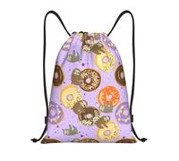 CyanLit Sloth With Sweet Doughnuts Drawstring Backpack Gym Sackpack Sports Bag