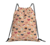 CyanLit Sushi Pattern Kawaii Japanese-Style Drawstring Backpack Gym Sackpack Sports Bag