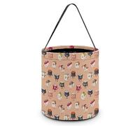 CyanLit Sushi Pattern Kawaii Japanese-Style Halloween Bucket Trick Or Treat Bags Candy Bucket Tote Bag for Festive Party Decoration