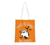 CyanLit This Is Some Boo Sheet Funny Halloween Ghost Canvas Tote Bag Reusable Shoulder Totes For Shopping, Gym,Travel, Work