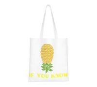 CyanLit Upside Down Pineapple Funny Swinger Canvas Tote Bag Reusable Shoulder Totes For Shopping, Gym,Travel, Work
