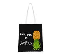CyanLit Upside Down Pineapple Funny Swinger Canvas Tote Bag Reusable Shoulder Totes For Shopping, Gym,Travel, Work