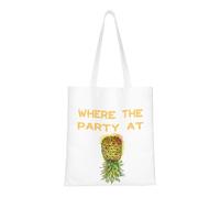CyanLit Upside Down Pineapple Funny Swinger Canvas Tote Bag Reusable Shoulder Totes For Shopping, Gym,Travel, Work