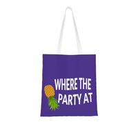 CyanLit Upside Down Pineapple Funny Swinger Canvas Tote Bag Reusable Shoulder Totes For Shopping, Gym,Travel, Work