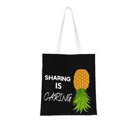 CyanLit Upside Down Pineapple Funny Swinger Canvas Tote Bag Reusable Shoulder Totes For Shopping, Gym,Travel, Work