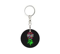 CyanLit Upside Down Pineapple Well With Others Funny Swinger Keychain Charms Round Metal Keychains With Key Ring Clips Key