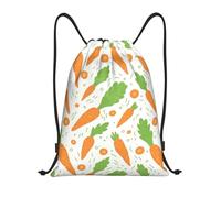 CyanLit Watercolor Carrots Pattern Drawstring Backpack Gym Sackpack Sports Bag