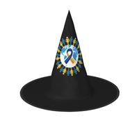 CyanLit World Down Syndrome Day Witch Hat For Women Men Costume Accessory Party Festival Decoration Hats