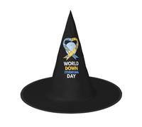 CyanLit World Down Syndrome Day Witch Hat For Women Men Costume Accessory Party Festival Decoration Hats