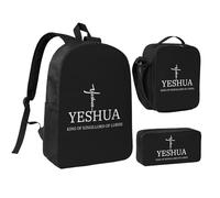 CyanLit Yeshua Jesus Christian Backpack Set Lightweight Laptop Backpack Lunch Bag With Pencil Case For Women Men Travel Work