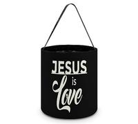 CyanLit Yeshua Jesus Christian Halloween Bucket Trick Or Treat Bags Candy Bucket Tote Bag for Festive Party Decoration