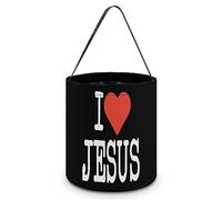 CyanLit Yeshua Jesus Christian Halloween Bucket Trick Or Treat Bags Candy Bucket Tote Bag for Festive Party Decoration