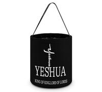 CyanLit Yeshua Jesus Christian Halloween Bucket Trick Or Treat Bags Candy Bucket Tote Bag for Festive Party Decoration