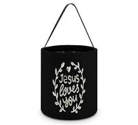 CyanLit Yeshua Jesus Christian Halloween Bucket Trick Or Treat Bags Candy Bucket Tote Bag for Festive Party Decoration