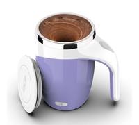 CYANLUX Self Stirring Coffee Mug, Automatic Magnetic Stirring Coffee Mug, Rechargeable Stainless Steel Coffee Mug Electric Mixing Cup with Lid for Coffee Milk Tea (Purple)