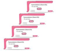 Cyanocobalamin Vitamin B12 50 Supplement Cyano Tablets, 4 X