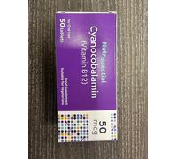 Cyanocobalamin Vitamin B12 Tablets - Supports Energy Release & Reduced Tiredness - Aids Red Blood Cell Formation & Nervous System Health - Easy to Swallow (50 Tablets)