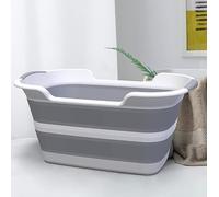 CYANOE Collapsible Pet Bathtub with Water Drain Plug, Foldable Bathtub for Puppy Small Dogs Cats, Portable & Space Saving Design, BPA Free, Grey