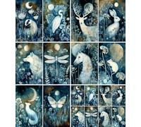 Cyanotye Animals Rice Paper, 20 x 26.5cm (6 Sheets) - 6X Decoupage Papers for Collage, Mixed Media, Card Making & Crafts, Decoupage by CRAFT KREATIVELY