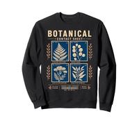 Cyanotype Botanical Fern Wildflower Art Sweatshirt
