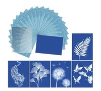 Cyanotype Paper Kit - 32PCS A4 High Sensitive Sun Art Paper Kit with Acrylic Panel and 4 Clips, 11.69×8.27 Inch Nature Printing Papers Set for Kids Adults Arts Crafts Solar Drawing Papers DIY Projects