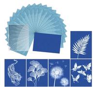 Cyanotype Paper Kit - 32PCS A5 High Sensitive Sun Art Paper Kit with Acrylic Panel and 4 Clips, 21×14.8cm Nature Sun Printing Papers Set for Kids Adults Arts Crafts Solar Drawing Papers DIY Projects