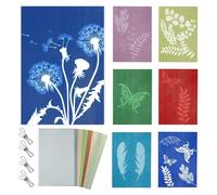 Cyanotype Paper Kit - 40PCS Colorful A5 High Sensitive Sun Art Paper Kit with Acrylic Panel and 4 Clips, 21×14.8cm Nature Printing Papers for Kids Adults Arts Crafts Solar Drawing Papers DIY Projects
