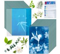 Cyanotype Sun Print Kit - 50 Sheets A6 High Sensitive Nature Solar Activated Paper + 1 Acrylic Panel, DIY Sun Printing Art Supplies for Cyanotype Crafts, Botanical Printing